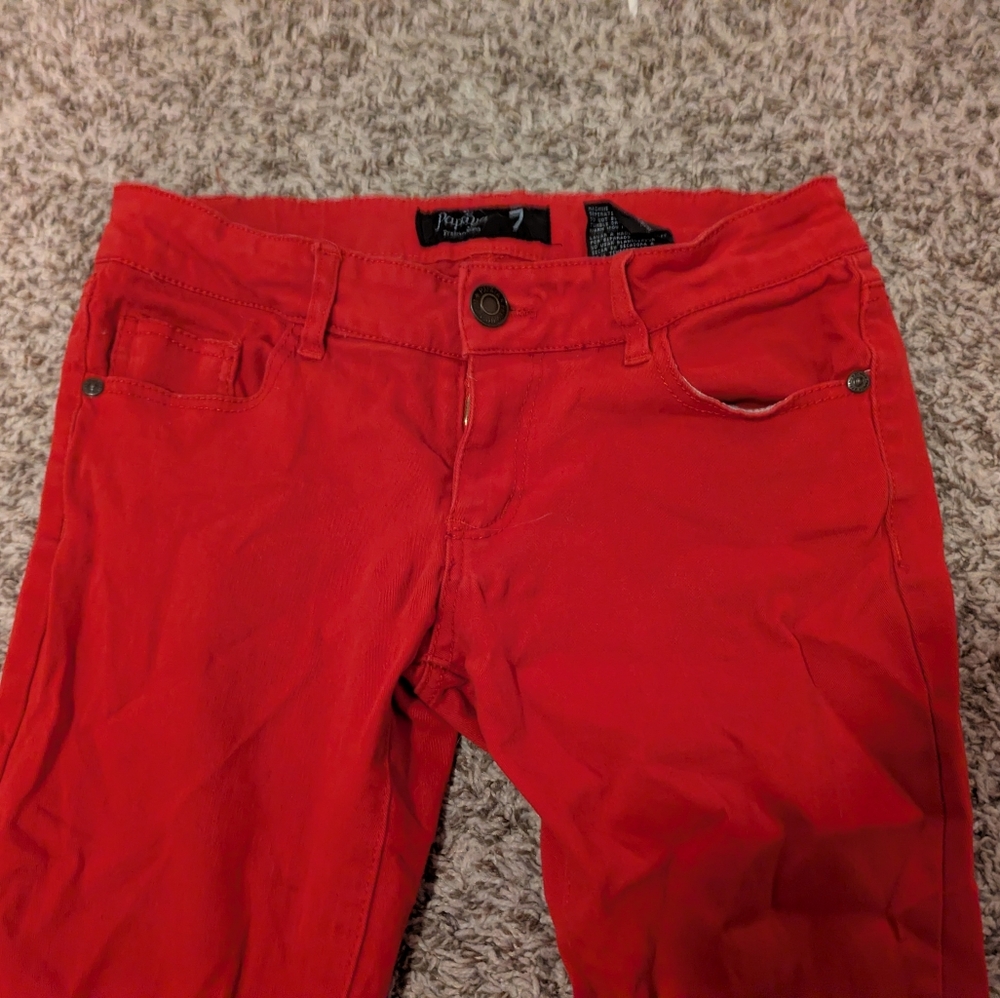 Papaya Premium Denim Red Skinny Jeans Size 7 - Picture 4 of 7